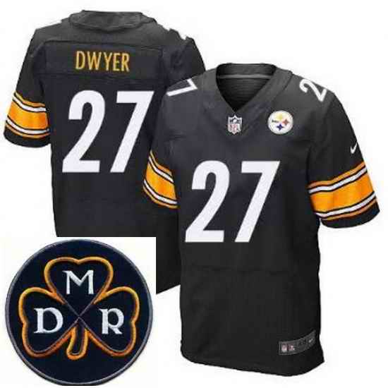 Men's Nike Pittsburgh Steelers #27 Jonathan Dwyer Black Elite MDR Dan Rooney Patch Jerseys